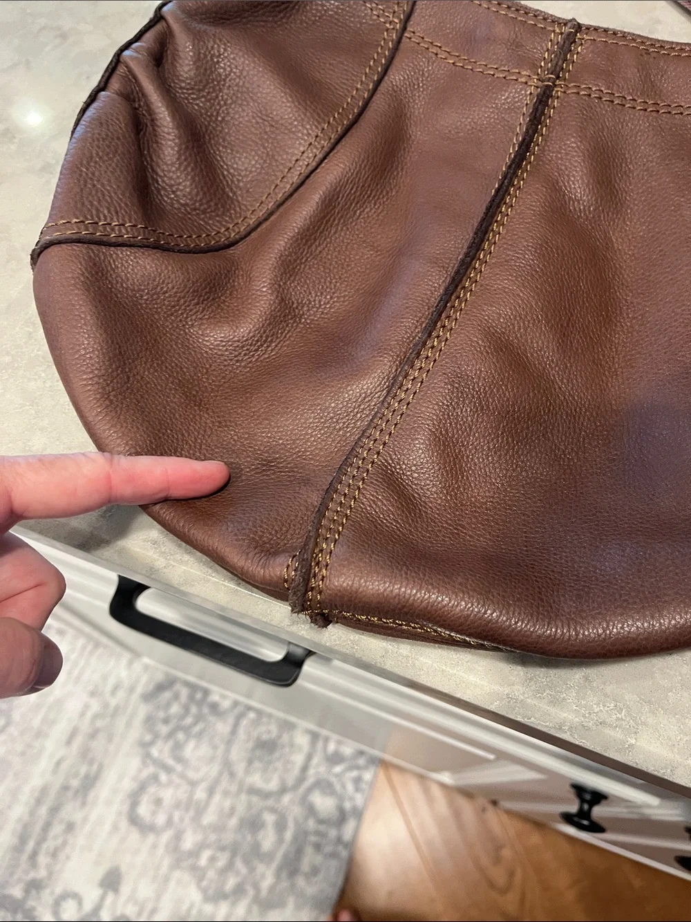 LUCKY BRAND dark brown leather slouchy shoulder/ hobo bag